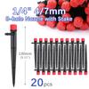 50-5m 1/4" Garden Drip Micro Irrigation 8-hole Adjustable Drippers with Stake 4/7mm Adapter PVC Tubing Automatic Watering System