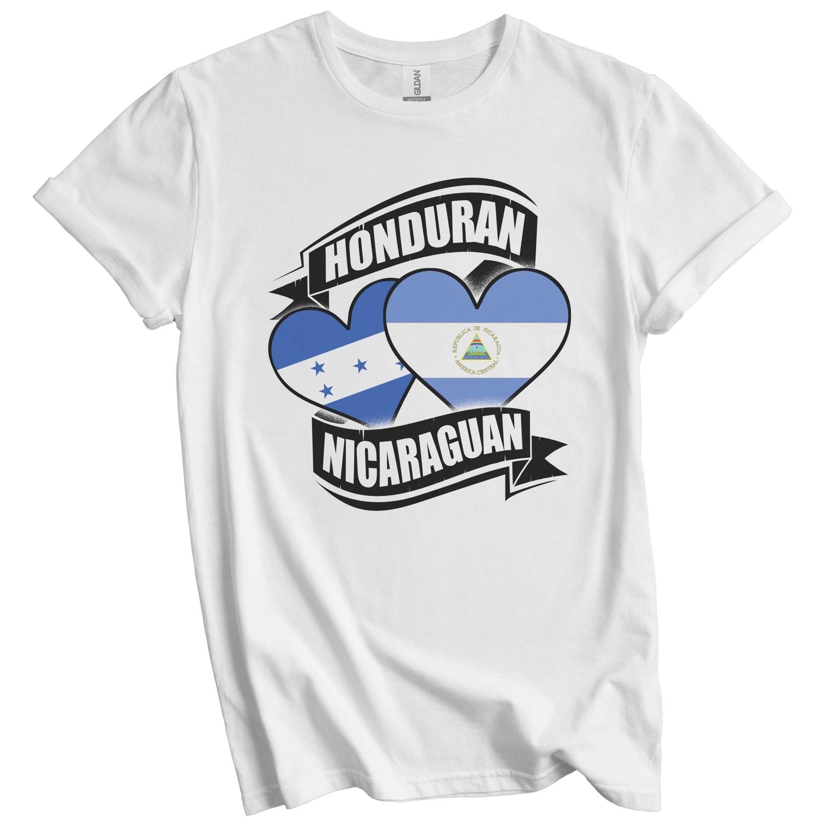 Honduran Nicaraguan Hearts Honduras Nicaragua Flags T-Shirt S