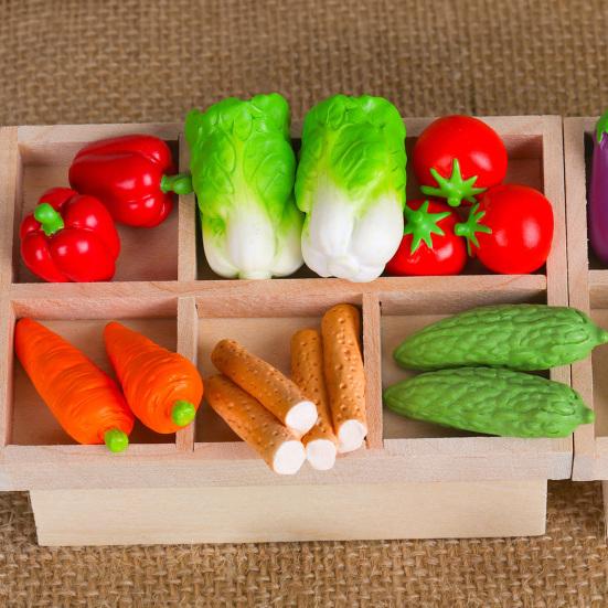 Mini Figurines de Légumes en Résine Minuscules Figurines de Légumes Artificiels Tomates Carottes Aubergines Faux Réalistes Décoration pour Loisirs Créatifs DIY Garniture de Gâteau