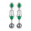 New Jewelry Earrings Australian White Pearl Long Tassel Emerald Socialite Temperament Fashionable Women's Style Imitation