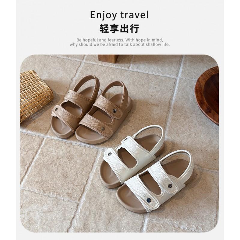 Kids Buckle Sandals Girls Boys Open-Toe Casual Beach Shoes Soft Sole Round Toe Adjustable Strap