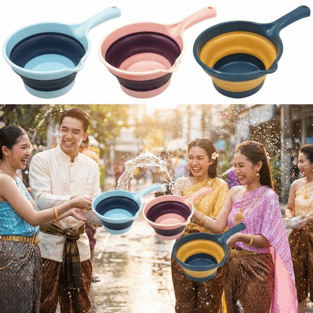 Creative Folding Water Scoop Long Handle Suspensible Kitchen Water Ladle Portable Thickened Fruit Washing Scoop Water Park