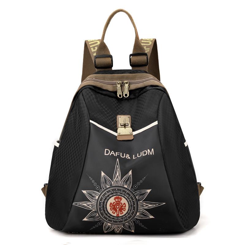 New Ethnic Style Double Shoulder Women's Bag Single Shoulder Crossbody Waterproof Oxford Cloth Women's Backpack