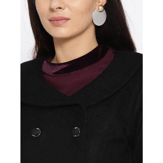 Elegante Mitternachtsaffäre: Zeitloser schwarzer Longline-Mantel für Damen