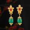 Xizang few earrings Nepal gold Tibetan style long earrings Tibetan women's earrings Tibetan clothing accessories