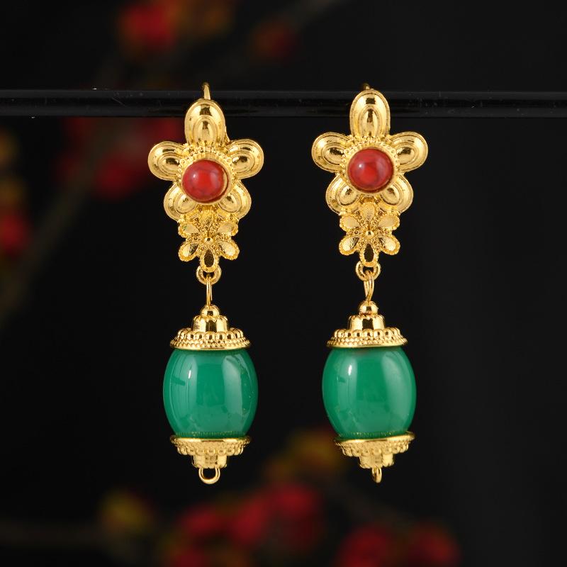 Xizang few earrings Nepal gold Tibetan style long earrings Tibetan women's earrings Tibetan clothing accessories