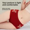 Lady Spring and Autumn New Sexy Lace Edge This Year Married Red Briefs