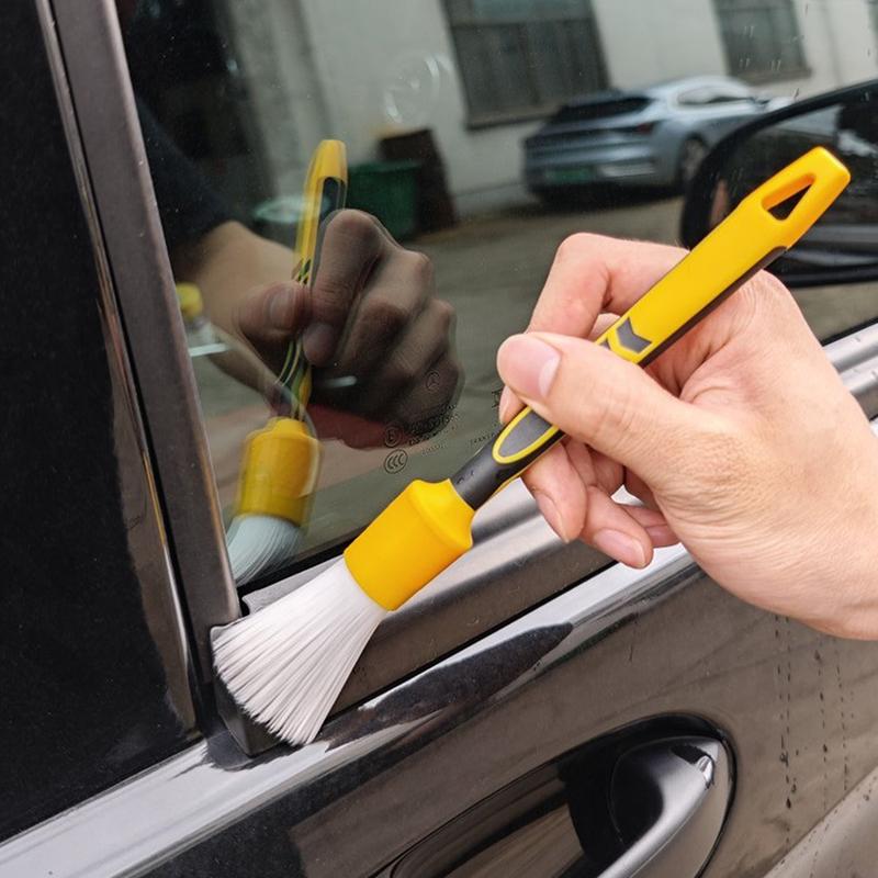 Car Cleaning Brush Set 3PCS Anti Slip Rubber Handle Detailing Tools for Air Vent Dashboard Interior Detailing