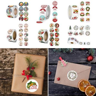 500PCS Multicolor Merry Christmas Stickers Paper Cartoon Santa Snowman Sealing Labels DIY Accessories Mixed Pattern