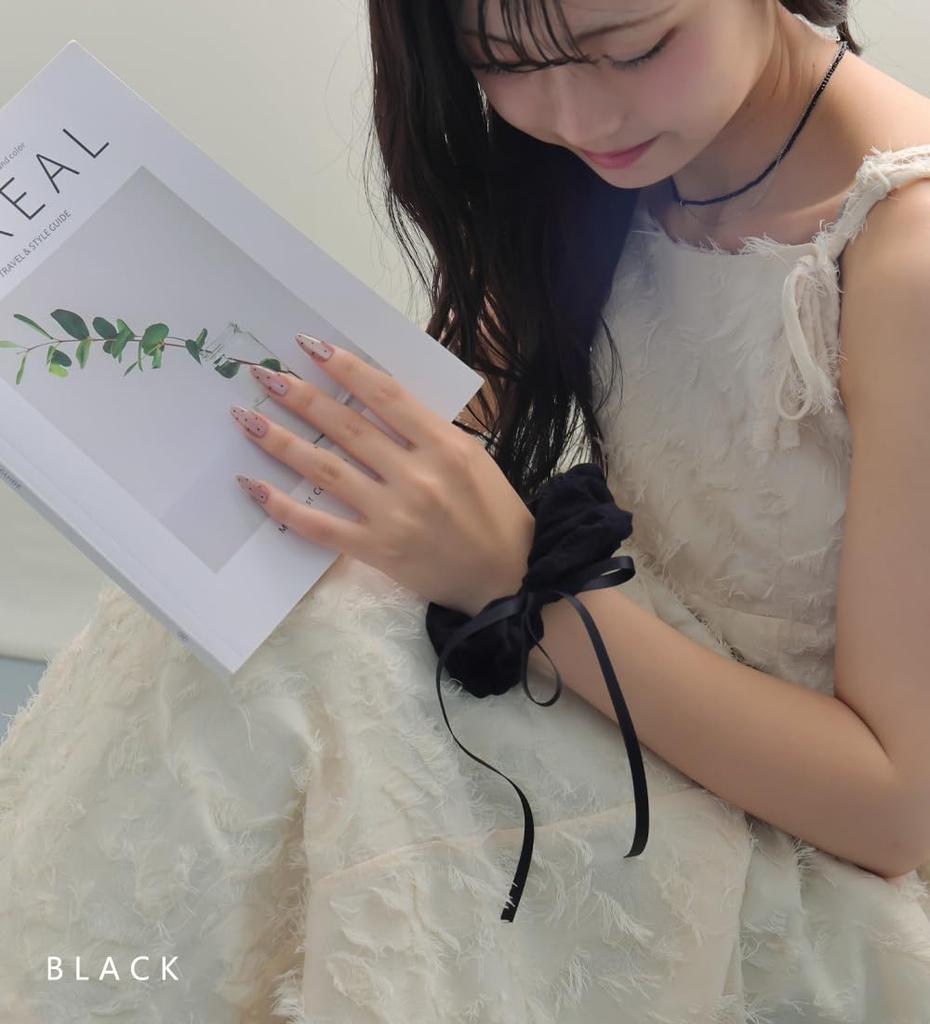 JewelVOX Scrunchie Hair Long Ribbon Hair Simple Cute and Stylish Tie, Women's Accessory, Cotton, (Black)