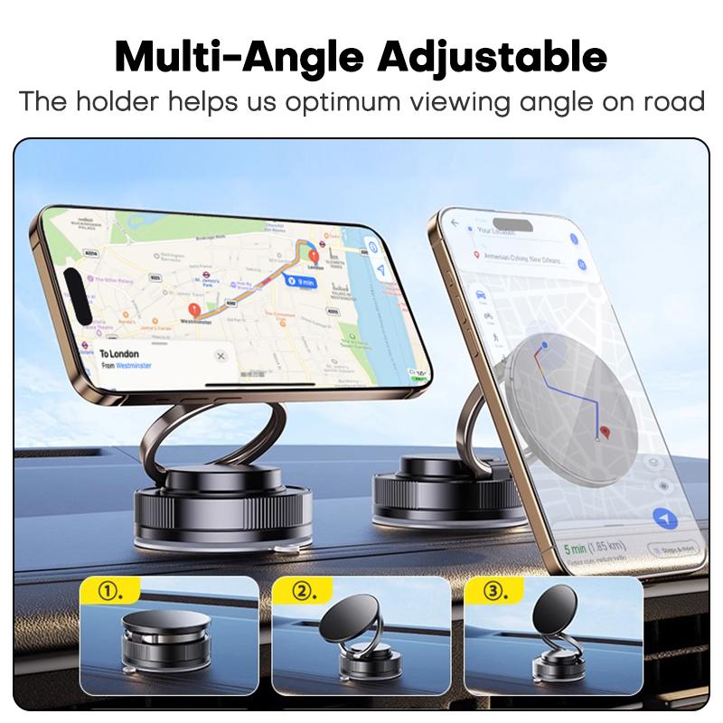 QOOVI Magnetic Car Phone Holder Dashboard Cellphone Foldable Stand Magnet 360°Rotating GPS Mount for iPhone 16 15 Xiaomi Samsung