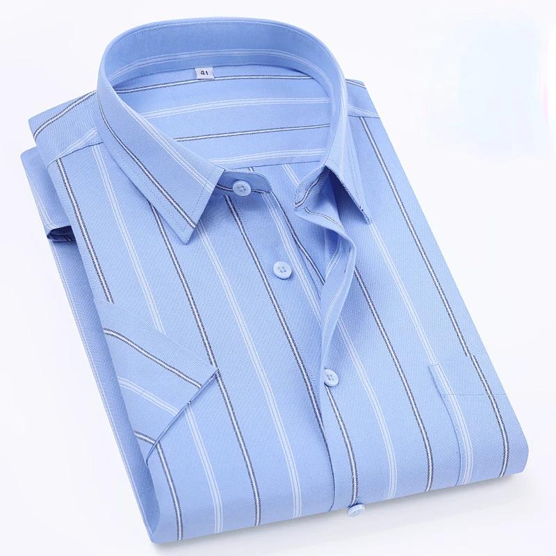 Big Fits 160KG 11XL Hot Sale Plaid Stripe Shirt 100% Oxford Cotton Men's Shirt Short Sleeve Loose Fit Summer Office Wear