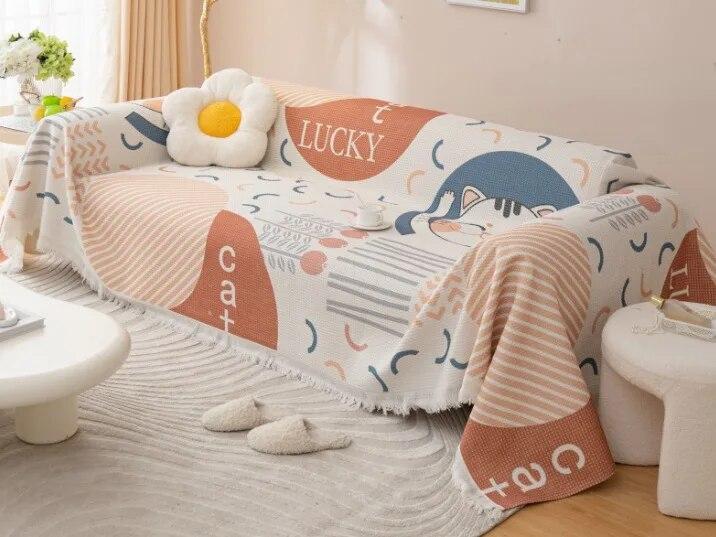 Sofabezug im nordischen Stil, staubdicht, Mehrzweck-Couchtuchbezug, Campingdecke, Sofadecke, Wohnzimmer-Dekorationstuch