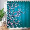 Pink Cherry Blossom Peach Blossoms Shower Curtain Set Flowers White Background Girl Bathroom Polyester Cloth Screen 12 With Hook