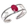 Ruby(Simulated) Gemstone 925 Sterling Silver Cuff Bangle Adjustable A0J31