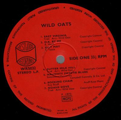 LP Record WILD OATS - Wild Oats WRS032 Westwood Record 1973 UK Country/Folk Used