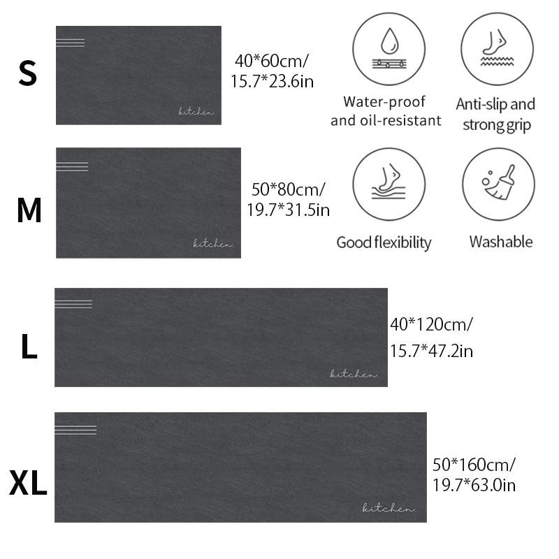 Solid Color Kitchen Floor Mat Bathroom Waterproof Quick Drying Foot Mat Balcony Door Anti Slip Rug Living Room Long Strip Rug