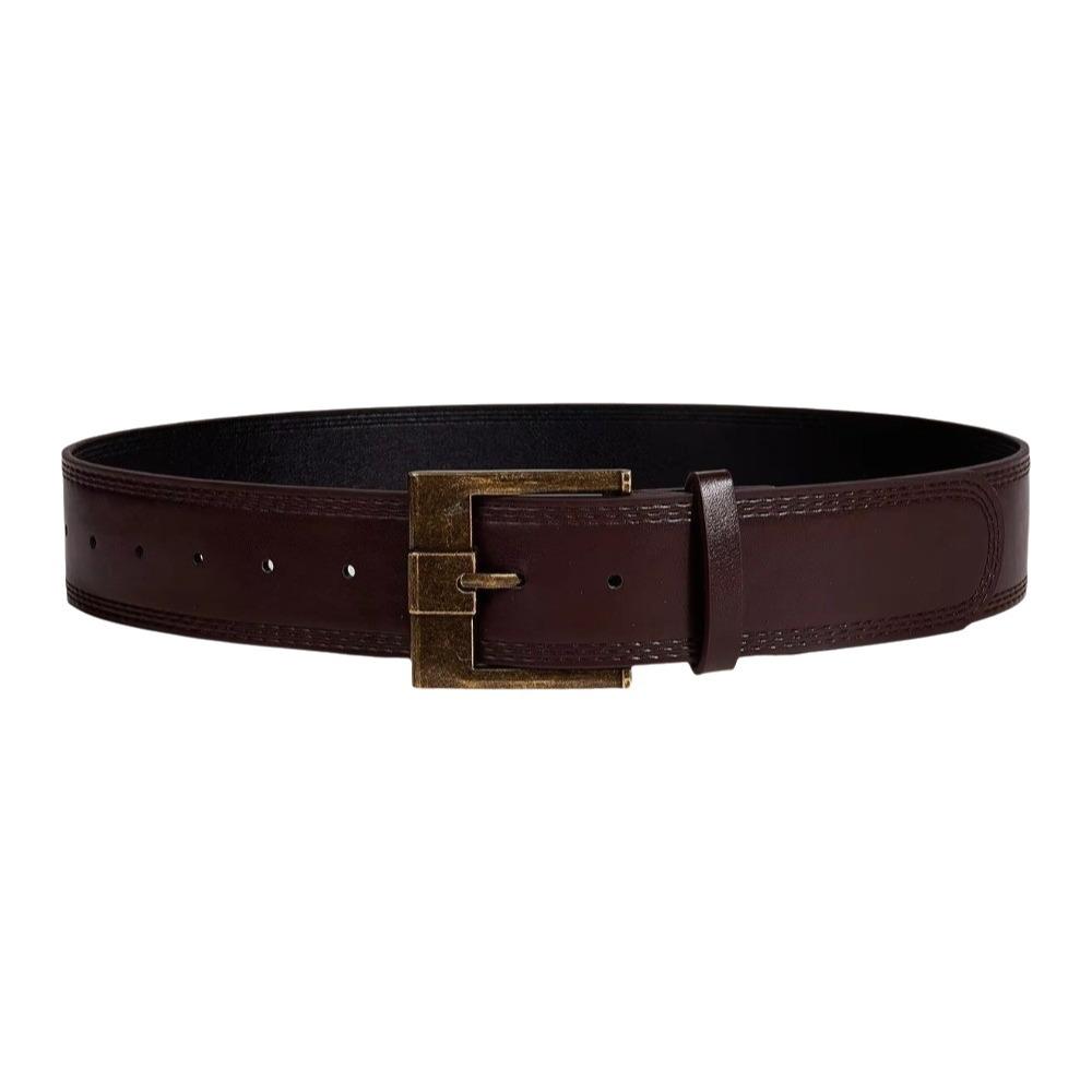 Y2K Wide Waist Belt Pin Buckle PU Leather Waistbands Fashion Metal Buckle Wide Belt  Teens S Coffee