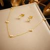 Gold Plated Heart Cubic Zirconia Jewelry Set Necklace Bracelet Earrings