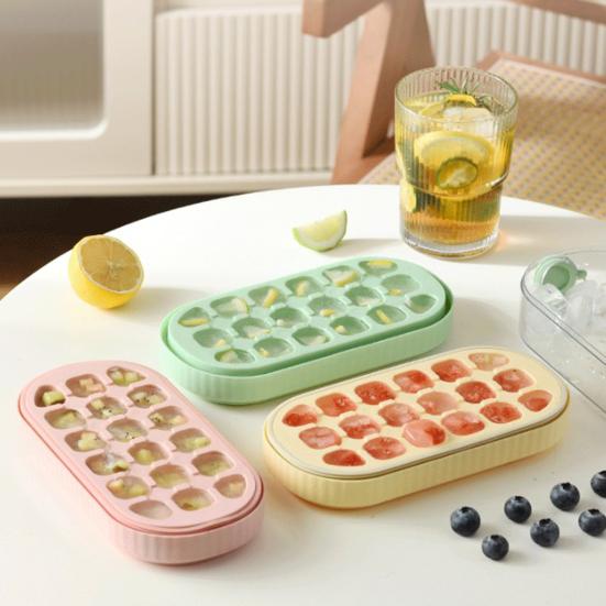 Ice Cube Mold Effortless Push-Type Release Ice Tray Storage Box BPA-Free Stackable Flexible Ice Cube Maker for Home Use
