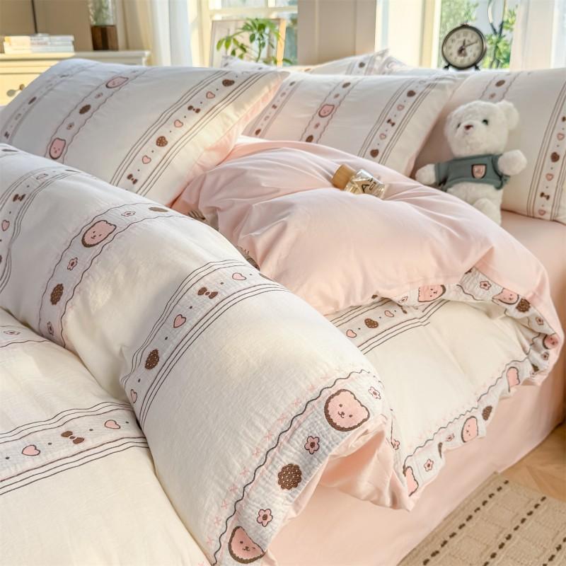 Luxury Lightweight Cotton Bedding Set Dorm Bed Sheets Pillowcases