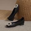 Fairy Feng Shui Diamond Buckle Flat-soled Single Shoes Women's 2025 New Shallow Mouth Square Head Comfortable Versatile Soft Sole Doudou Shoes
