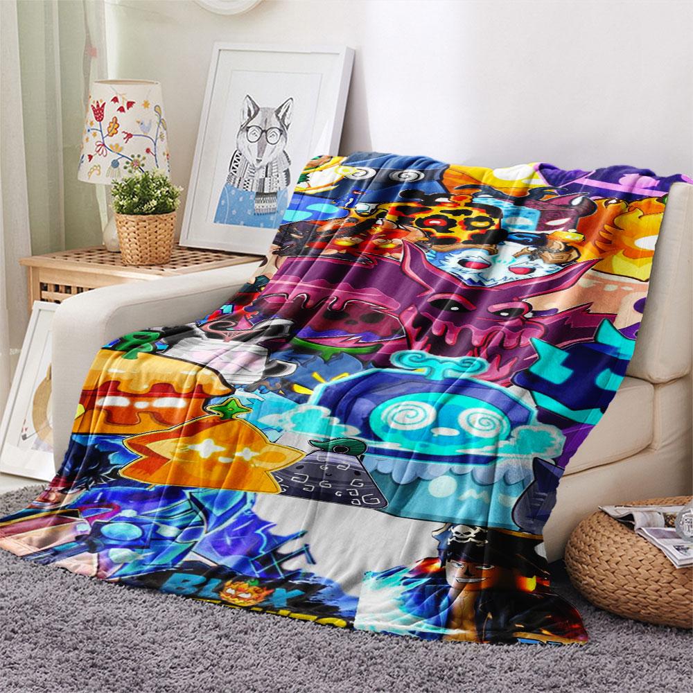 1PC Blox Fruits Patterned Flannel Blanket Suitable For All Seasons for Home Decor Warmth and Comfort Gifts Holiday Present
