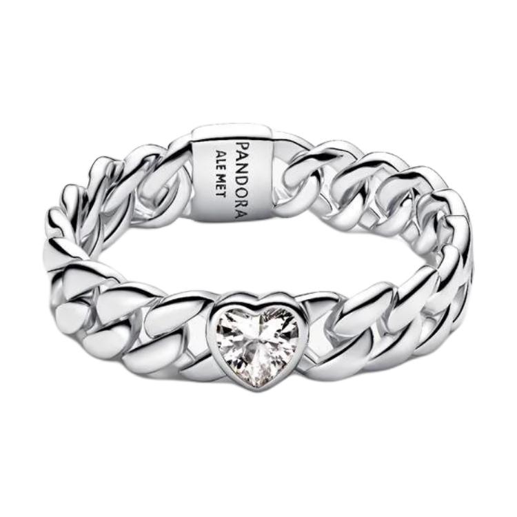 Pandora Romantic Heart Shaped 925 Silver Cubic Zirconia Ring Unisex ring 194386C01 Box,56