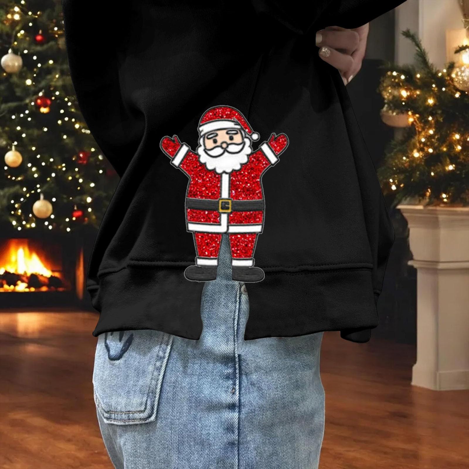 

Женские топы Женский свитшот с длинным рукавом Повседневный с круглым вырезом Свободного кроя Пуловер Флисовые топы M