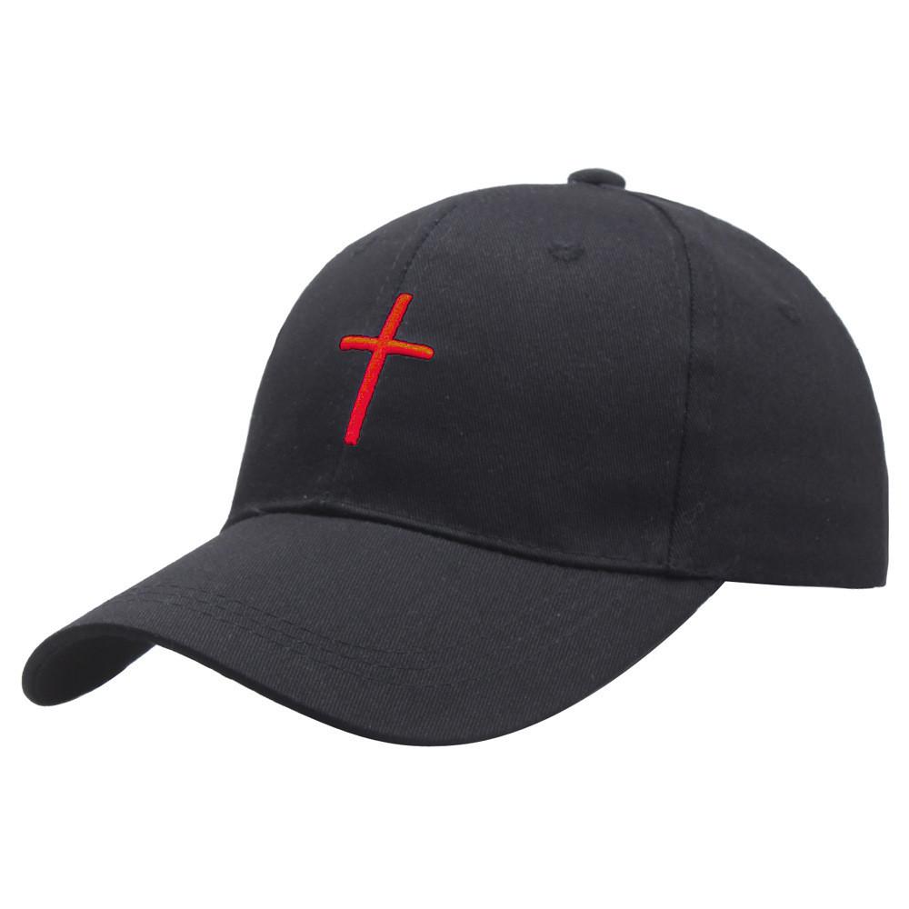 

Cross Embroidery Hat With Adjustable Cotton Cap For Summer Outdoor Casual Wear Black Red