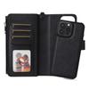 For iPhone 16 Pro Max Magnetic Leather Case Mobile Cover with Detachable Zipper Wallet Strap