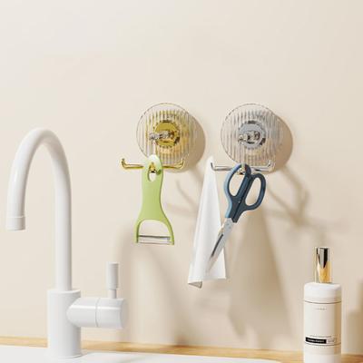 Kreativer stanzfreier Haken, drehbarer Vakuum-Saugnapf-Haken, Wandmontage, einfach zu installieren, für Küche und Badezimmer