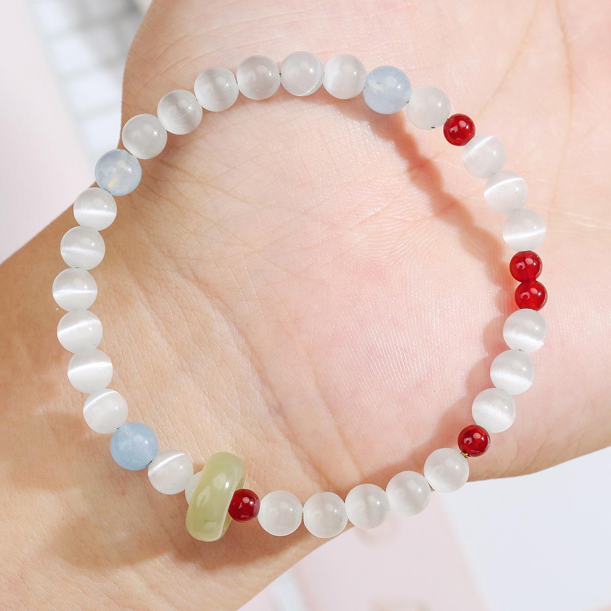 Оригинальный браслет из натурального камня  Кошачий глаз  - Элегантные женские украшения в китайском милом стиле