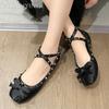 Bow Flats Ballet Shoes Women Sandals Summer Marie Janes 2025 Trend Lolita Loafers Shoes Designer New Dress Party Sandalias Mujer