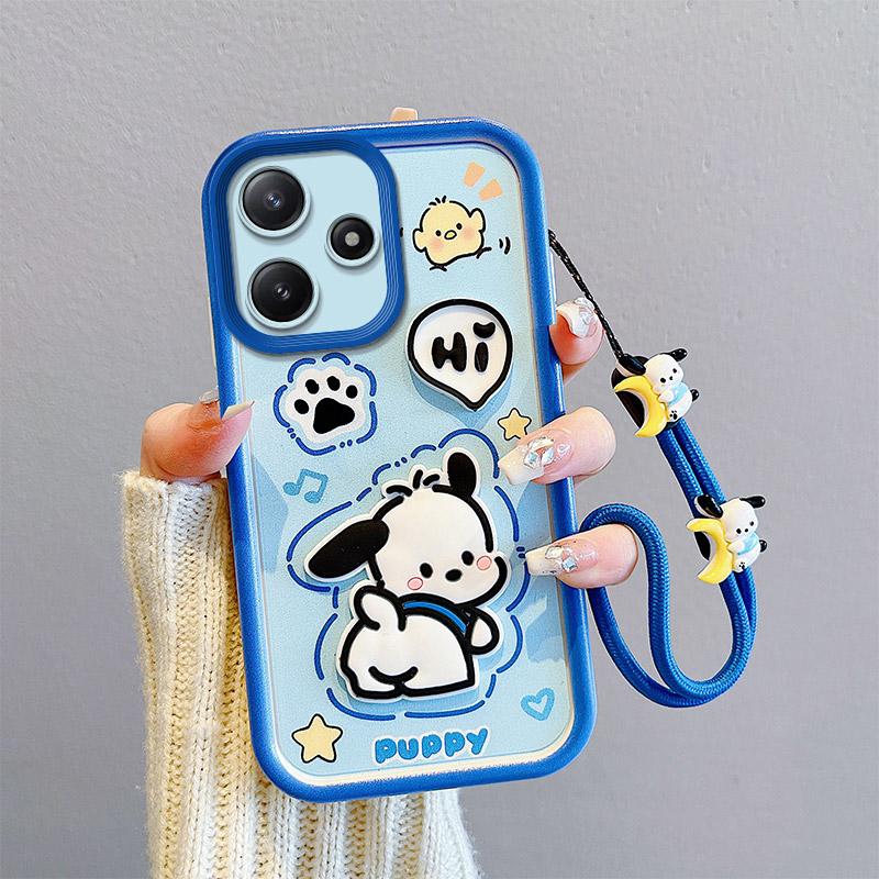 KEYSION Shockproof Case for Redmi 12 4G 5G with Lanyard Silicone Cute 3D Cartoon Doll Phone Cover for Xiaomi Redmi 12 5G