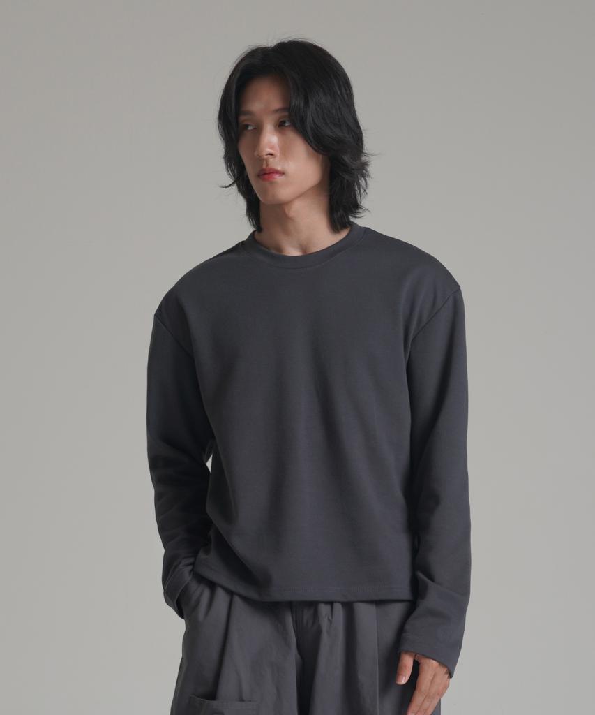 Noming Loose Fit Cropped Easy Long Sleeve - Charcoal