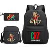 Mochila escolar de gran capacidad con correa para el hombro; set de tres piezas para estuche de lápices de estudiante