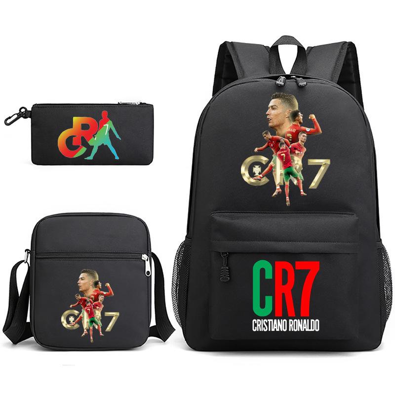 Mochila escolar de gran capacidad con correa para el hombro; set de tres piezas para estuche de lápices de estudiante