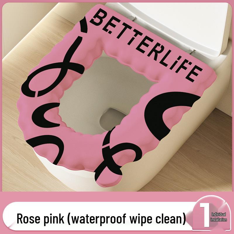 Four-Season Waterproof Toilet Seat Cushion with Lid and Thickened Pattern Cover