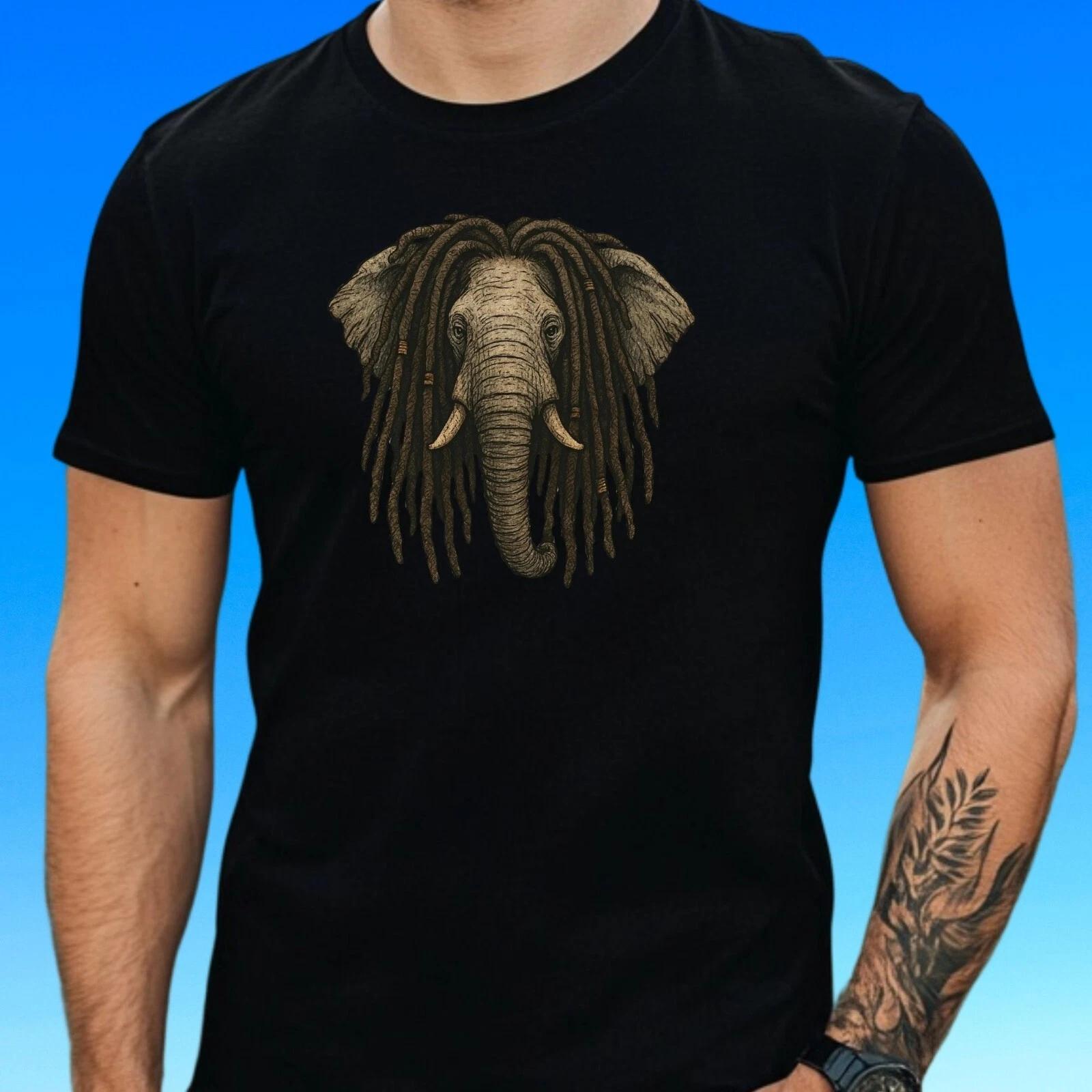 T-Shirt Herren Elefant mit Dreadlocks Motiv Baumwolle Größe S bis 5XL XL