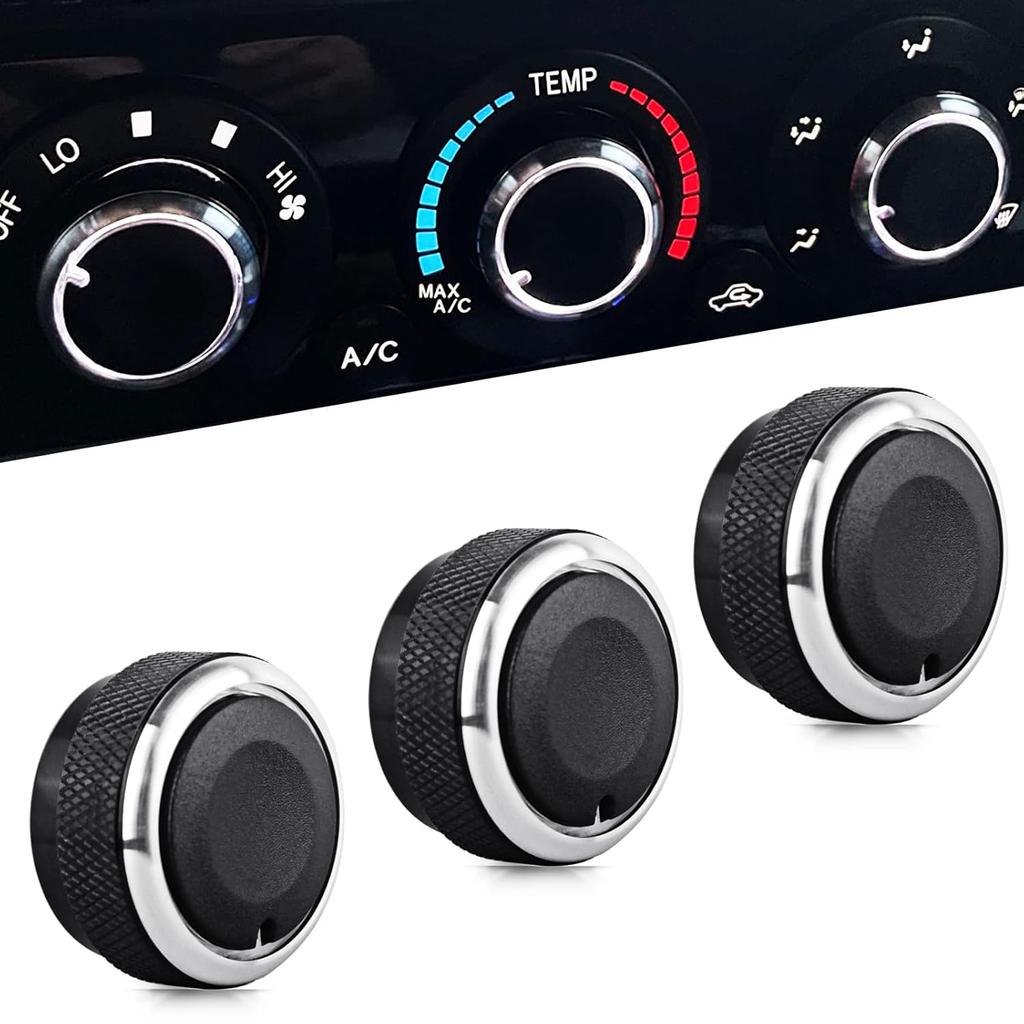 Xislet 3Pcs Tacoma AC Knobs Replacement Compatible With 2005-2015 Toyota Tacoma A/C Knobs Air Conditioner HVAC Heater Blower Fan Control Button