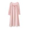 Nightgown Women'S Spring And Autumn Pure Cotton Long-Sleeved Court Style Long Knee Loungewear Autumn Cotton Princess Style Loungewear