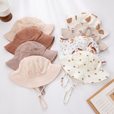 Baby Cotton Bucket Hats New Children Sunscreen Outdoor Caps Boys Girls Print Panama Hat Unisex Beach Fishing Hat For 3-12 Months