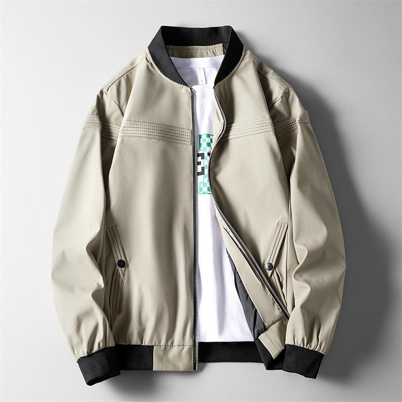 Men's Spring and Autumn Jacket Zipper Baseball Clothing Solid Color Tops Outdoor Windproof Jacket Office Jacket