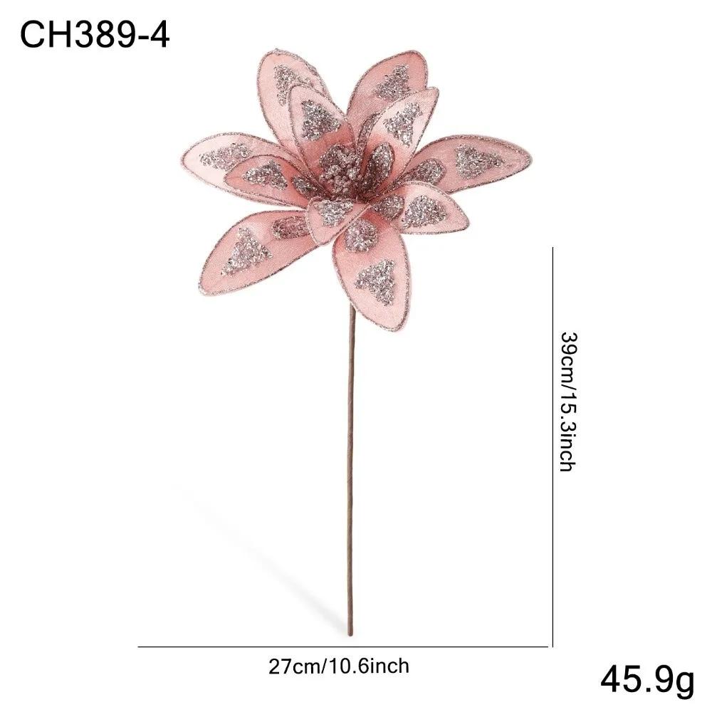 New Large Artificial Poinsettia Flower Sequins Glitter Simulation Flowers Sparkling DIY Christmas Flower New Year Festival