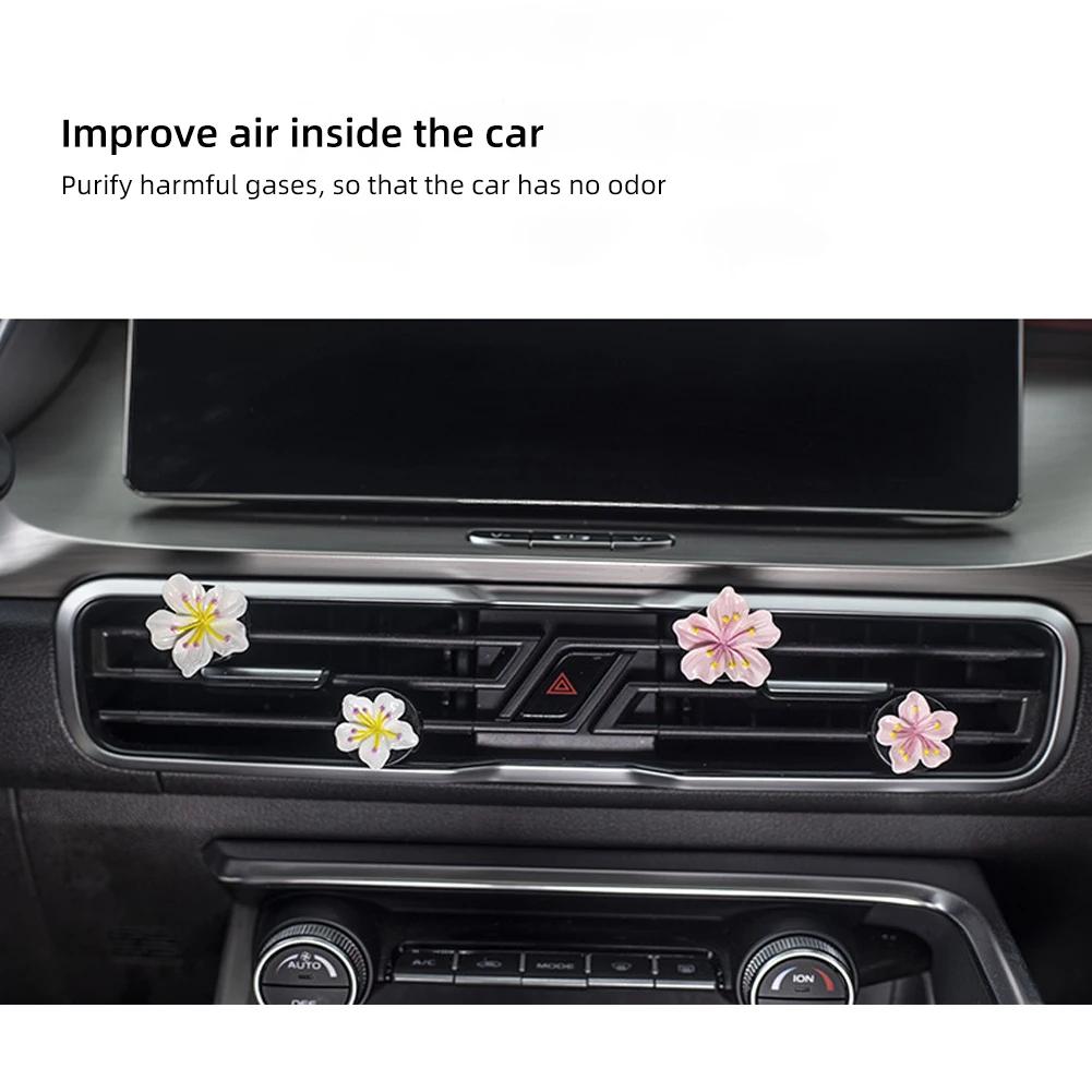 Car Peach Flower Daisy Flower Car Perfume Clip Car Aromatherapy Air Conditioner Fresh Interior Decoration Aromatizante Para Auto