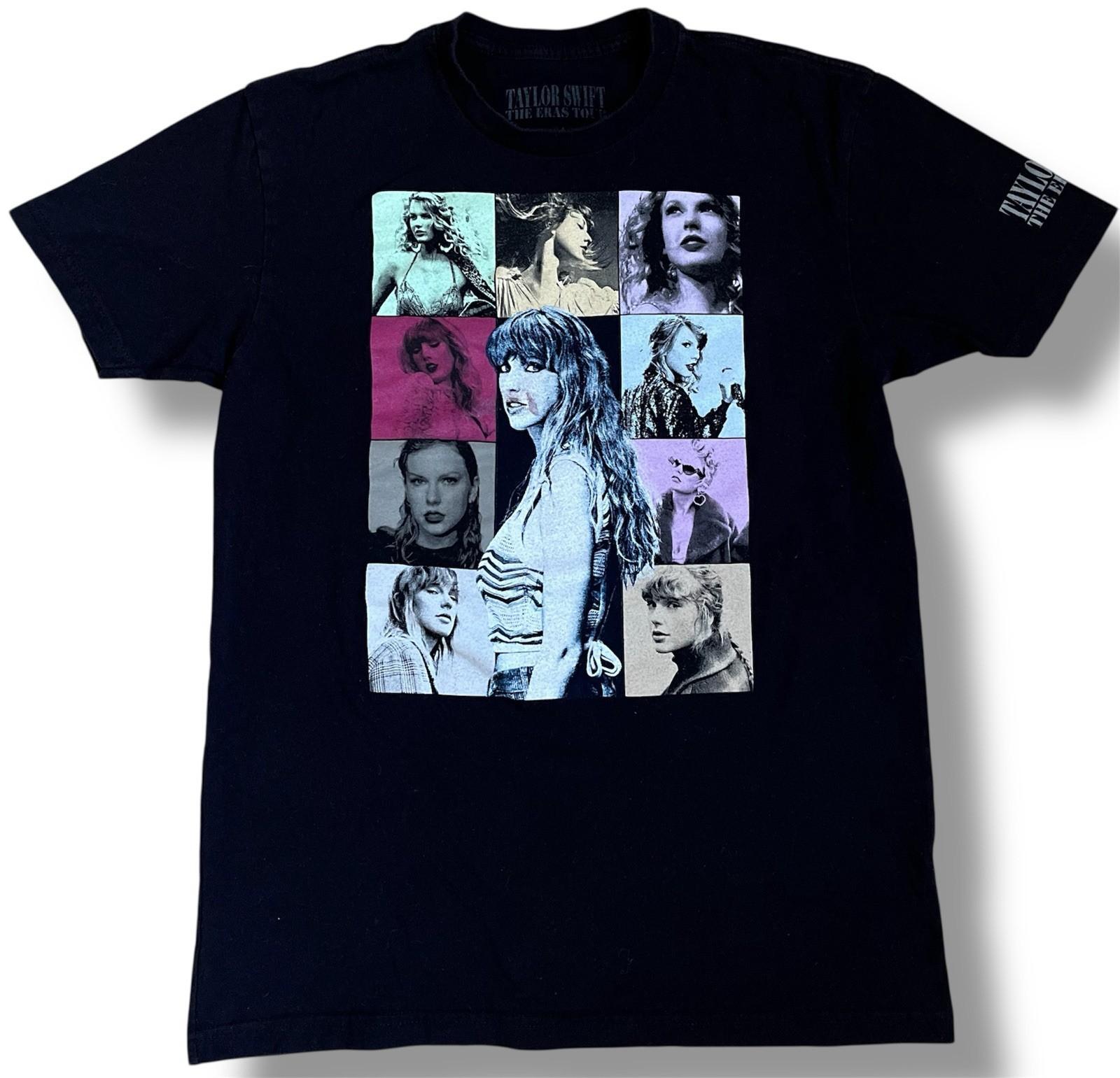 Taylor Swift Women Medium Black Eras Tour Concert Graphic Album Collage Unisex T-Shirt L
