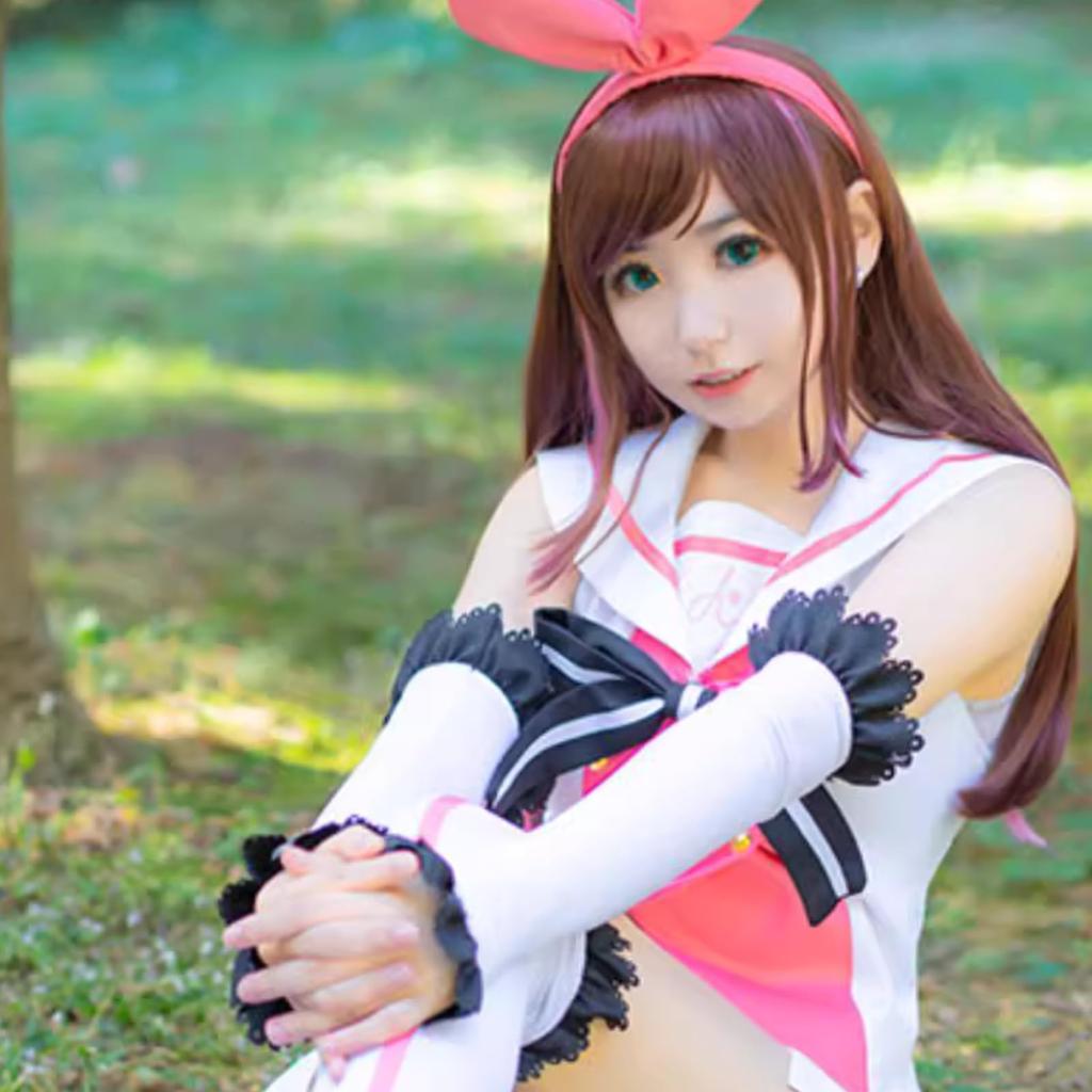 [Milky Time] Kizuna AI Cosplay Halloween VTuber Initial Costume with Wig (L)