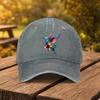 Hummingbird Floral Print Washed Denim Baseball Cap Adjustable Outdoor Casual Sports Hat