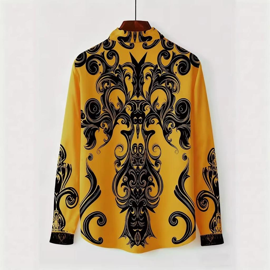 Neue Herrenbekleidung Frühling Herbst Mode Langarmhemd Herren Business Casual Printhemd Oberteile 100% Polyester